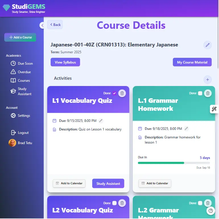StudiGEMS Dashboard
